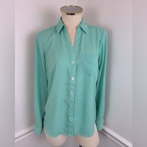 OUTBACK RED Mint & White Long Sleeve Lightweight Button Down Shirt | Size XS